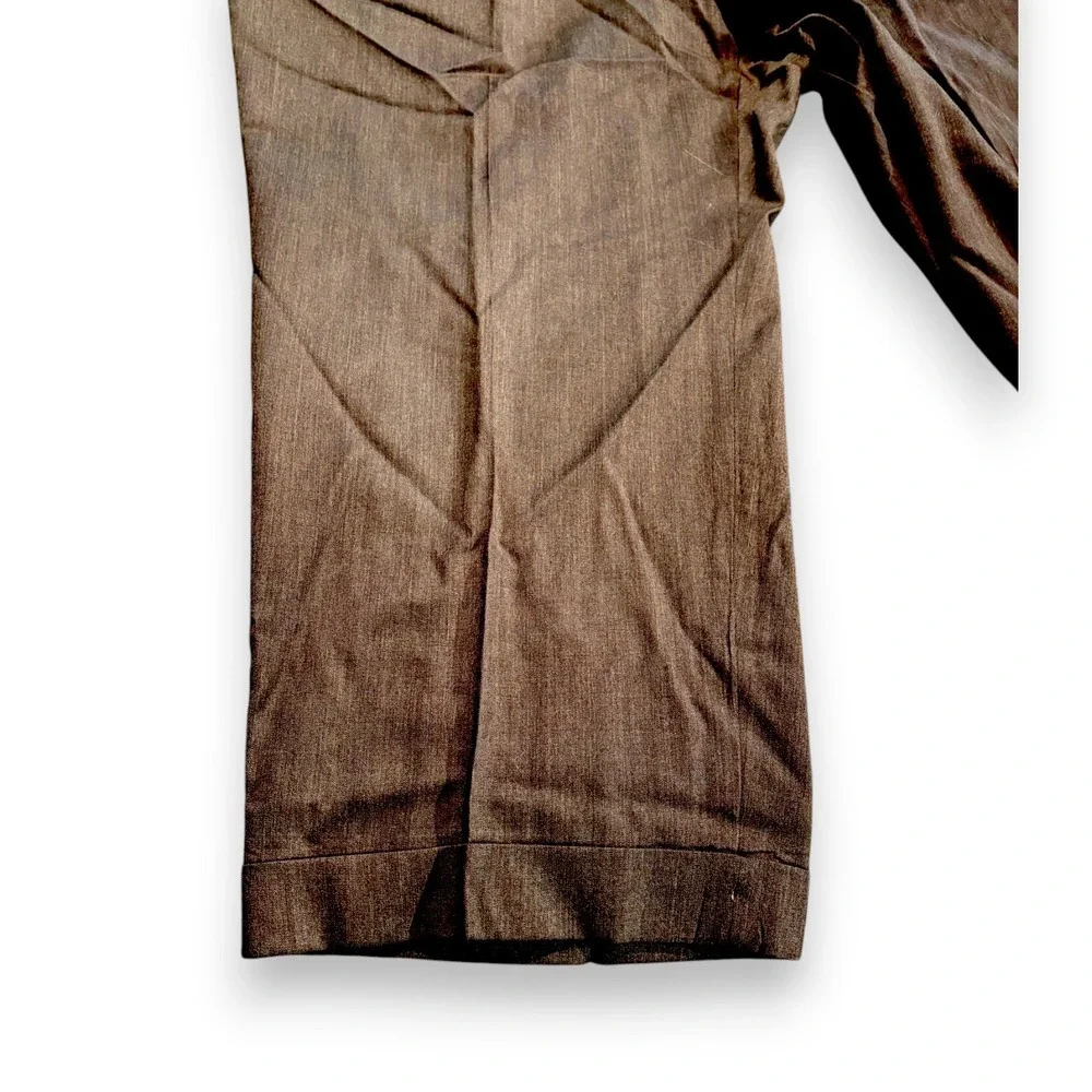 Members Mark Mens 44x24 Brown Super 130s Wool Pleated Cuffed Dress Pants‎ Italy